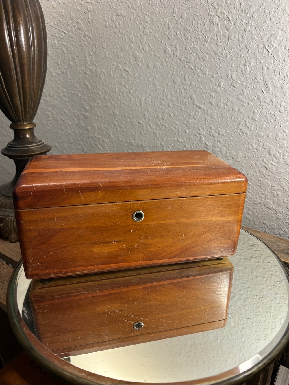 Lane Wood cedar Box in Warm Brown Finish Jewelry, Wrights Furniture, Montana